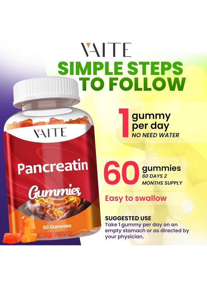 VAITE Pancreatin Enzyme Gummies 1000mg - Enzyme Blend for Protein & Carbohydrate Digestion - Digestive Support for Adults with Protease, Amylase & Lipase - Vegan Formula - Non-GMO, Gluten-Free - 60 Gummies - Image 4