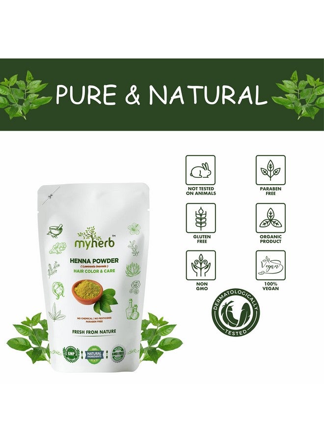 myherb Pure Natural 100% Organic Heena Powder (Lawsonia Inermis) || 227 Gm/0.5 Lbs || Ayurvedic Formula || For Hair Mask || For Men & Women - Image 2