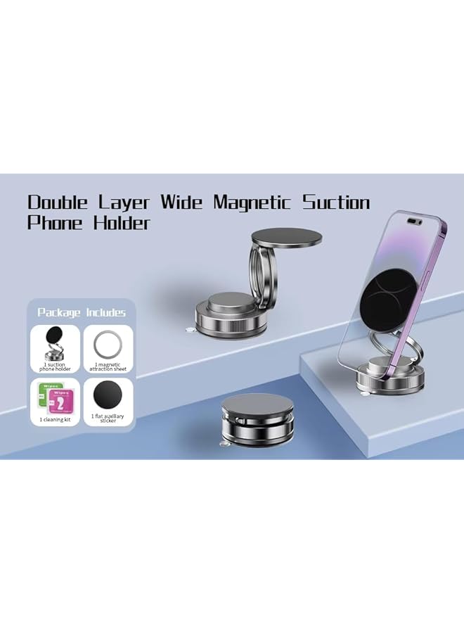 S-TOP Magnetic Car Phone Holder, 360° Rotation Double Layer Wide Suction Mount, Foldable One-Handed Operation with N54 Magnet, Adjustable Dashboard Windshield Mount - Image 5