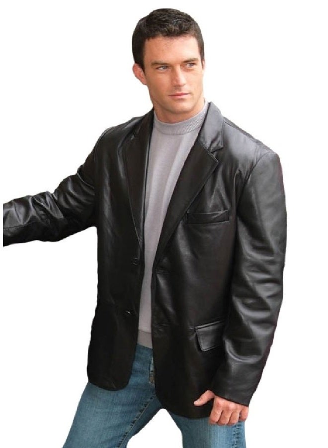 REED Leather Blazer Jacket (Imported) (Large) Black, Black, L - Image 2