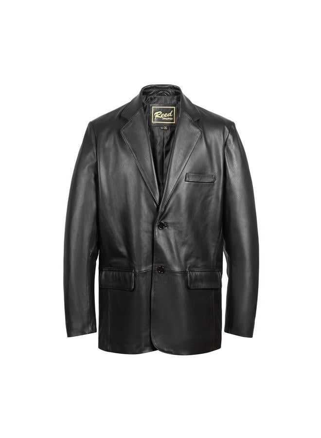 REED Leather Blazer Jacket (Imported) (Large) Black, Black, L - Image 4