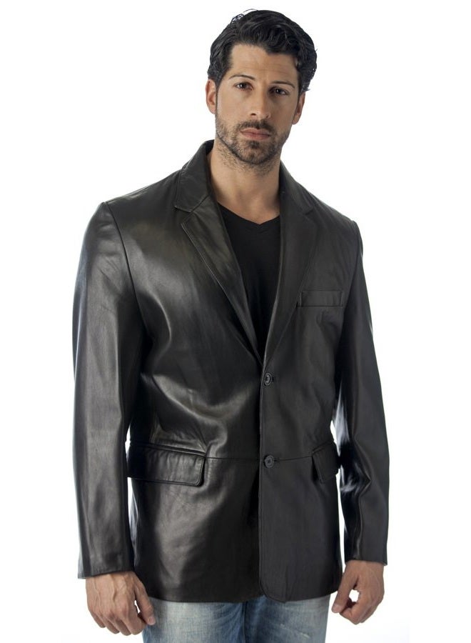 REED Leather Blazer Jacket (Imported) (Large) Black, Black, L - Image 3