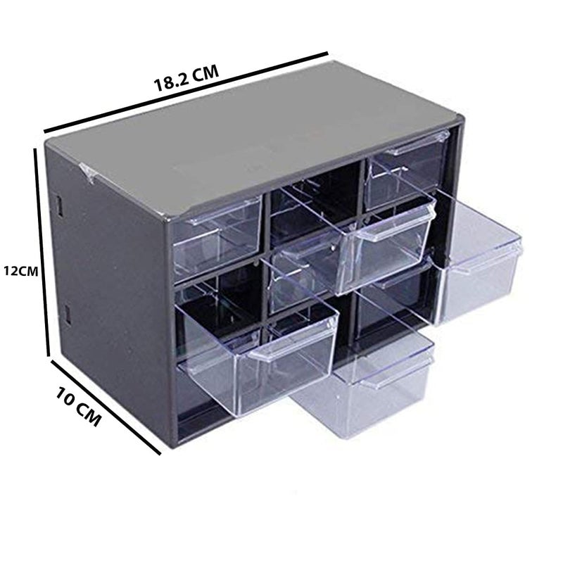 Foscadit 9 Grid Mini Plastic Multipurpose Drawer Storage Box for Makeup Office Craft Supplies - Image 3