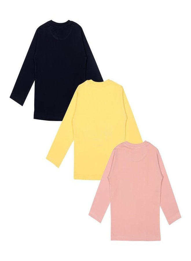 Tiny Treasures Cotton Full Sleeve Regular Fit Round Neck Printed T-Shirt for Baby, Kid's, Child, Unisex boy and Girl | Black, Yellow & Peach Color | Pack of 3 | 12-18 Month - Image 2