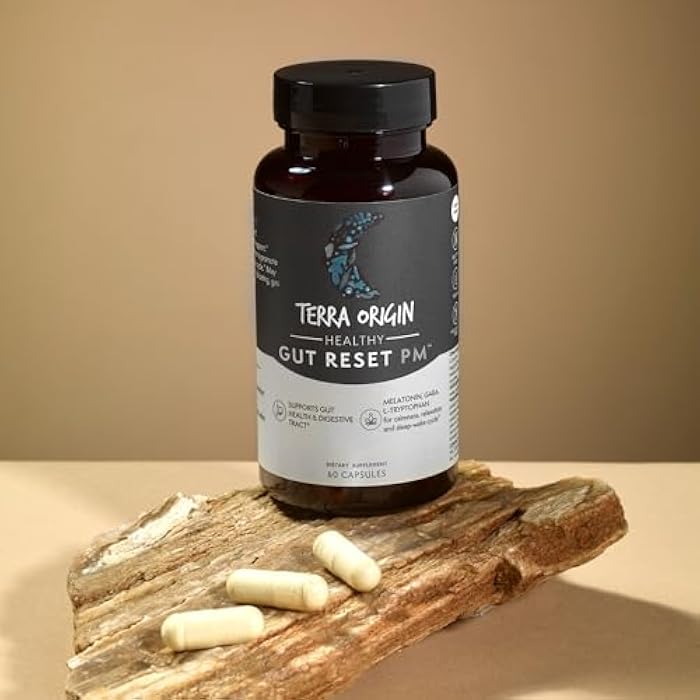 TERRA ORIGIN Healthy Gut Reset PM | 60 Veggie Capsules | Natural Sleep Aid Supplement for Sleep & Wake Cycles | GABA, L-Theanine, Melatonin, L-Glutamine, Licorice Root, Slippery Elm Root - Image 2
