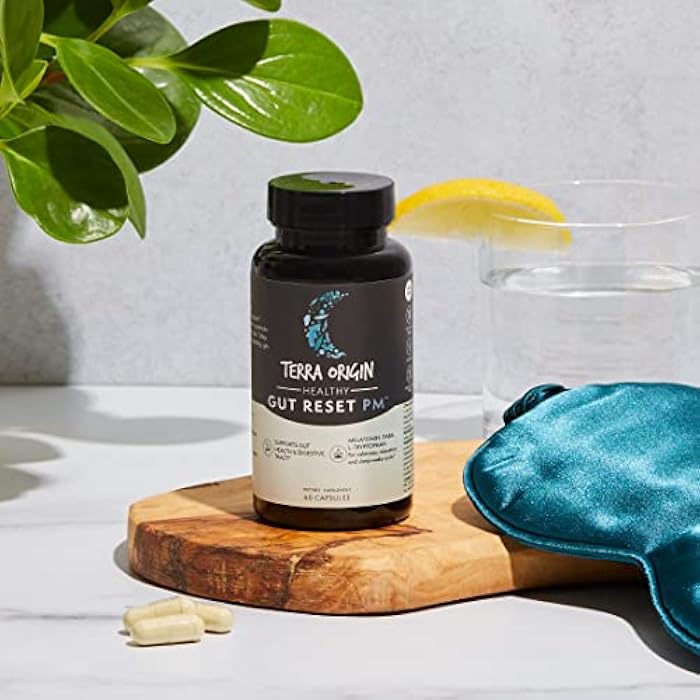 TERRA ORIGIN Healthy Gut Reset PM | 60 Veggie Capsules | Natural Sleep Aid Supplement for Sleep & Wake Cycles | GABA, L-Theanine, Melatonin, L-Glutamine, Licorice Root, Slippery Elm Root - Image 5