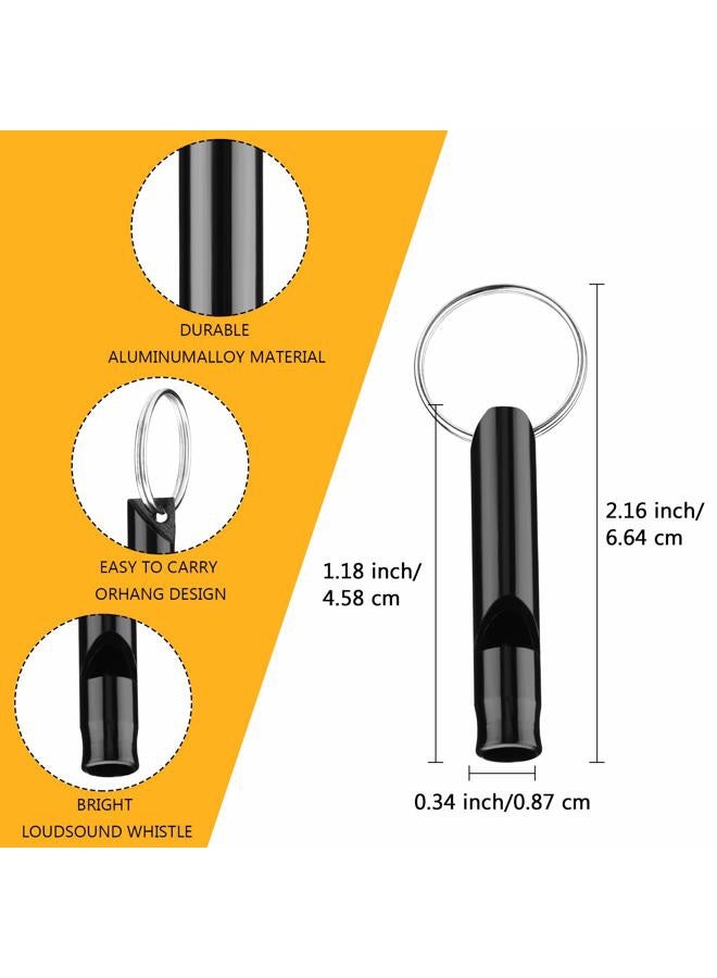 Weewooday 12 Pieces Emergency Whistle with Keychain Aluminum Whistle Hiking Camping Survival Aluminum Whistle Loud Sound Emergency Whistles for Camping Hiking Hunting Outdoors Sports (Black) - Image 2