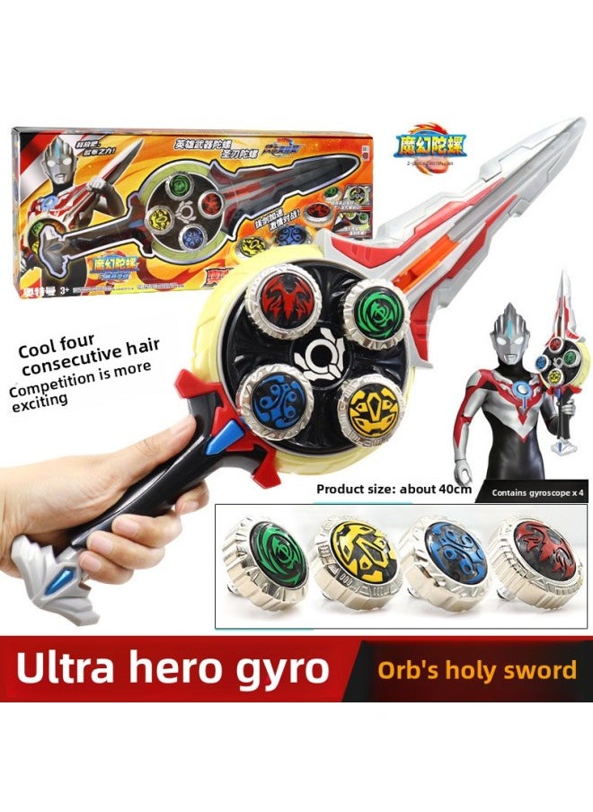 Gyro Ob Langrisser Magic * Magic * Tuo Screw Sword Rotating Combat Weapon Children's Boy's Birthday Toy-Color:1 Piece Of Gyro [shenguang Stick + Sublimator] 2 Types Of Free Plates