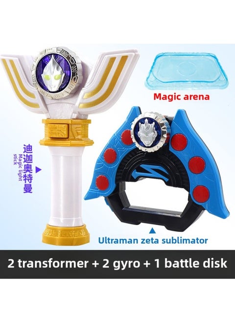 Gyro Ob Langrisser Magic * Magic * Tuo Screw Sword Rotating Combat Weapon Children's Boy's Birthday Toy-Color:1 Piece Of Gyro [shenguang Stick + Sublimator] 2 Types Of Free Plates