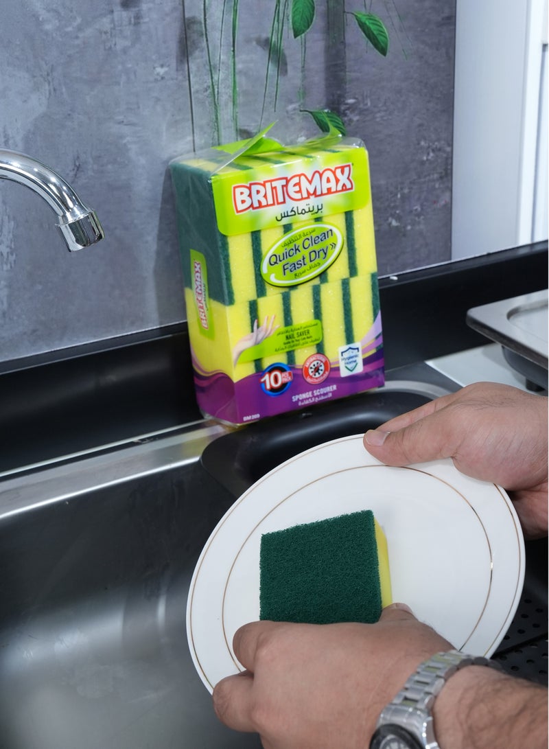 Homeway BRITEMAX SPONGE SCOURER-VALUE PACK 10PCS SP-210 Dish cleaner ,kitchen cleaner - Image 5
