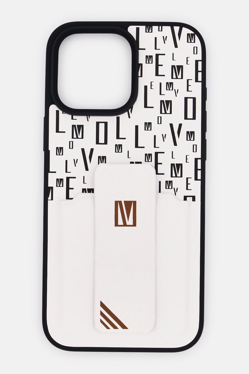 LEVELO iPhone 16 Pro Max Morphix Grip Stand Case With Cardholder, White - Image 1