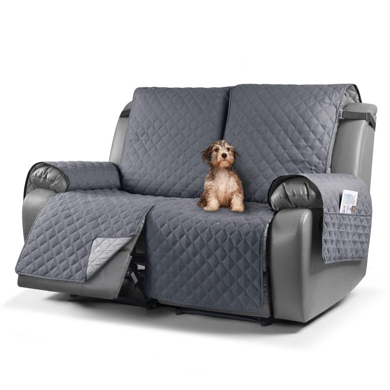 TAOCOCO Recliner Sofa Protector2 Seater Recliner CoversWaterproof Recliner Sofa CoversNon Slip Recliner Chair CoversArmchair Covers for PetsReclining Sofa Covers with PocketsDark Grey