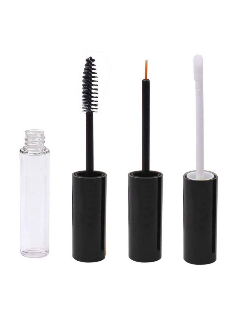 Captaintech - 10 ml Empty Mascara Tube,3 Pcs Eyeliner Tube and Lip Gloss Tubes, Black Eyelash Cream Container Bottle with Funnels Transfer Pipettes - Image 1