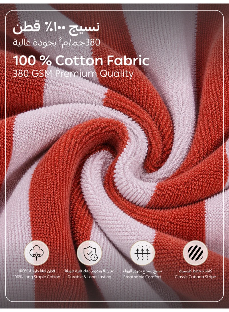 Donetella Striped Bathrobe for Men & Women XL Size - 100% Cotton | Kimono Collar, Highly Absorbent, Quick Dry, Soft Spa Robe with Belt & Pockets - 380 GSM, Everyday Use
