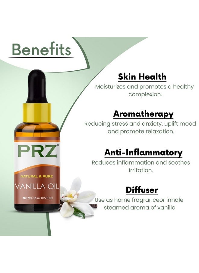 PRZ Vanilla Essential Oil - Pure Natural For Skin Care & Hair Care, 15 Ml  - Image 3