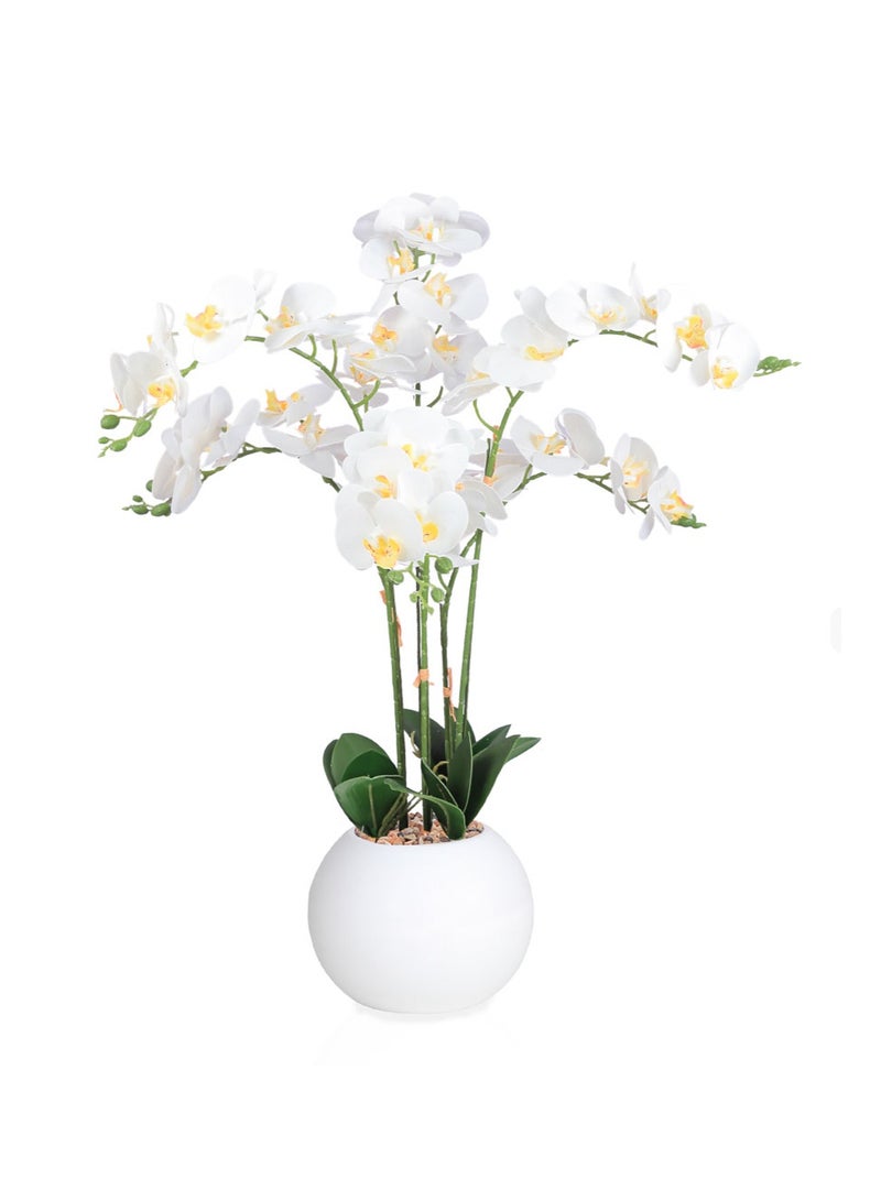 تالا نبتة أوركيد صناعية 6 فروع بارتفاع 75 سم – بتصميم واقعي مع حوض أنيق للديكور الداخلي - Image 1