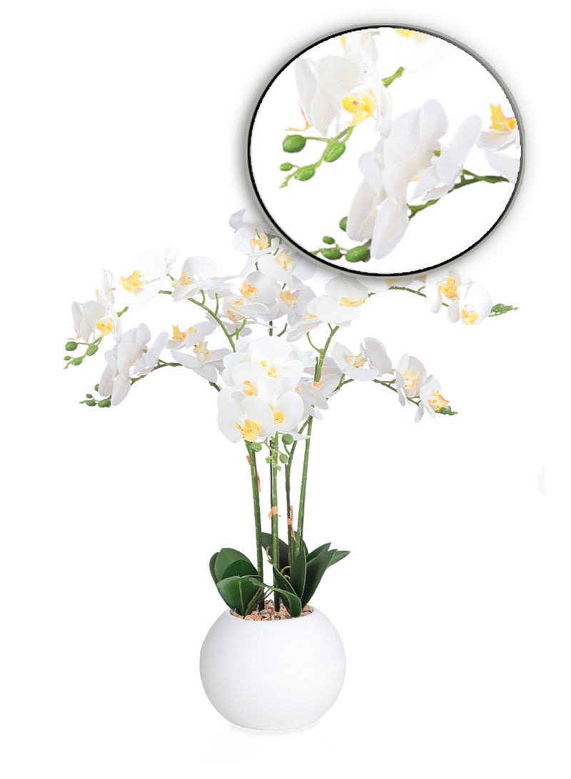 تالا نبتة أوركيد صناعية 6 فروع بارتفاع 75 سم – بتصميم واقعي مع حوض أنيق للديكور الداخلي - Image 3