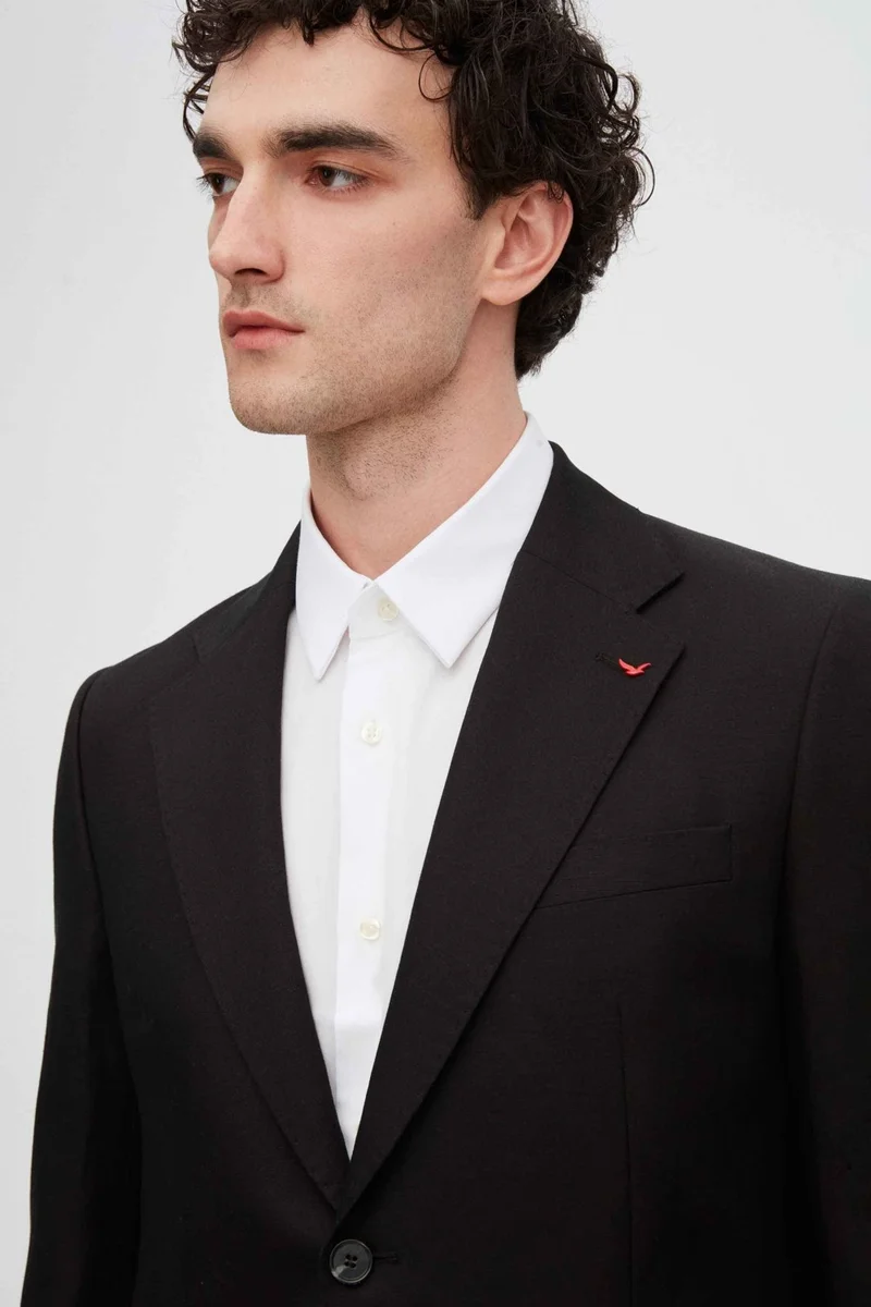 D'S DAMAT Regular Fit Black Dobby Suit 2HF05KV39577M