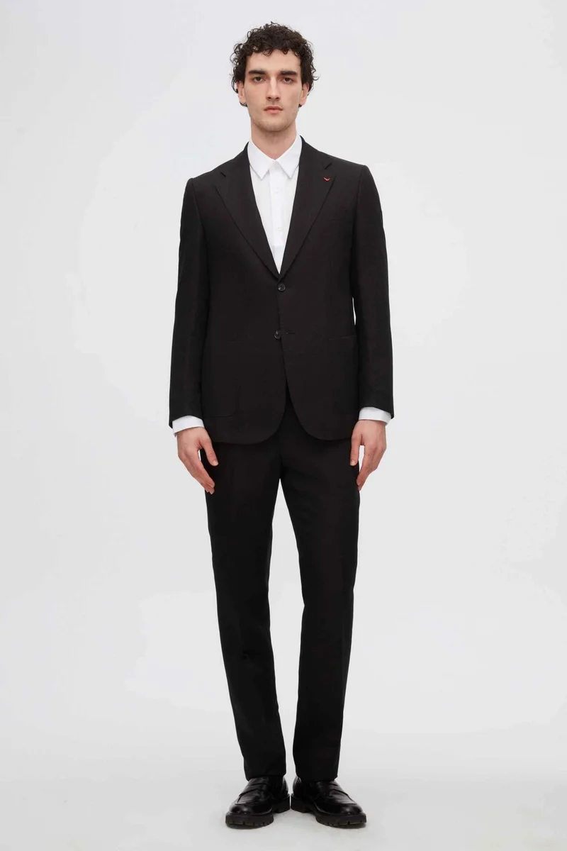 D'S DAMAT Regular Fit Black Dobby Suit 2HF05KV39577M