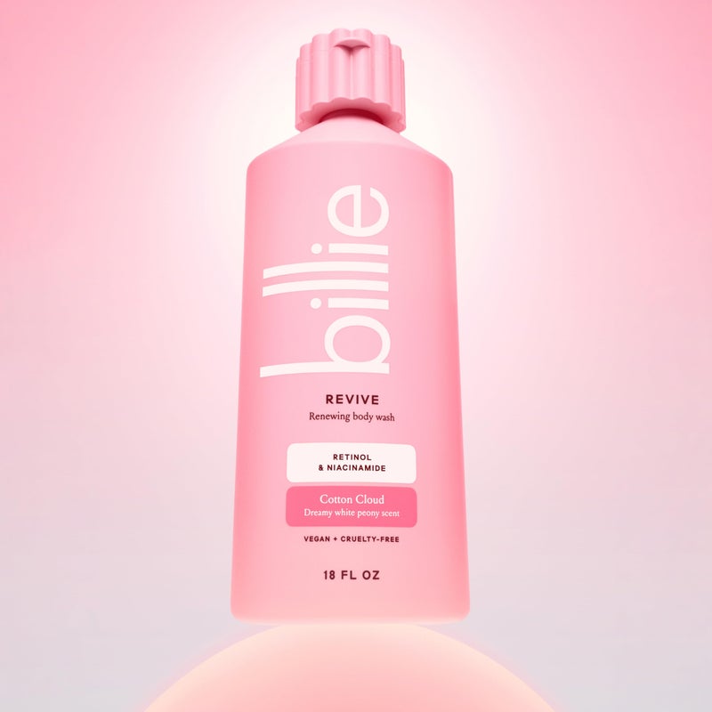 Billie Reviving + Renewing Women's Body Wash, Cotton Cloud Scent, Retinol & Niacinamide, 18oz - Image 3