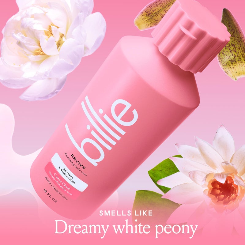 Billie Reviving + Renewing Women's Body Wash, Cotton Cloud Scent, Retinol & Niacinamide, 18oz - Image 5