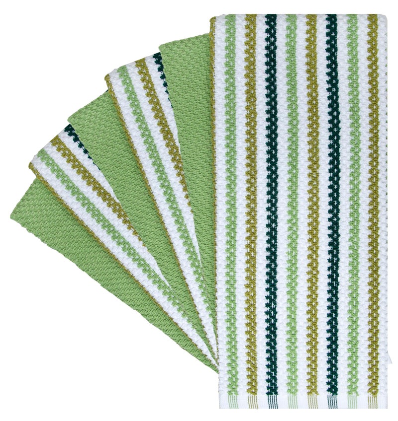 Bumble Towels Premium Kitchen Towels (16â€x 26â€, 6 Pack) | Large Cotton Kitchen Hand Towels | Popcorn Striped Design | Dish Towels | 430 GSM Highly Absorbent Tea Towels Set with Hanging Loop | Sage - Image 2