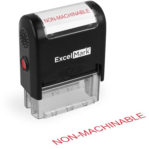ExcelMark Non-MACHINABLE Self Inking Rubber Stamp - Red Ink (A1539) - Image 1