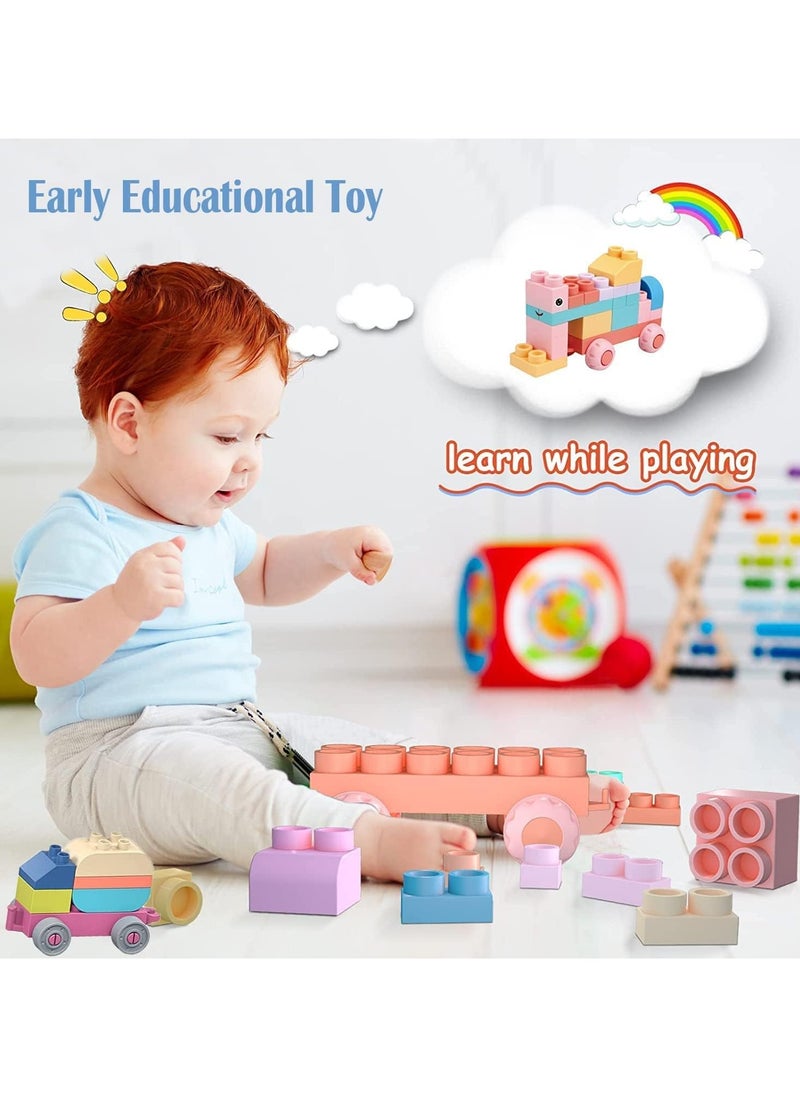 Soft Building Blocks Toys,80 Pcs Build Blocks Sensory Toys for Kids STEM Educational Sets LearningDevelopment Toys Stacking Block Kit Educational Infant Blocks for Toddlers Baby 1-5 Years Old  - Image 3