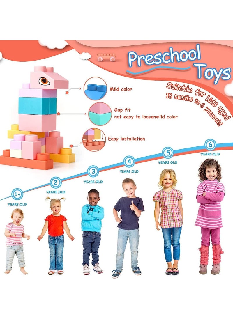 Soft Building Blocks Toys,80 Pcs Build Blocks Sensory Toys for Kids STEM Educational Sets LearningDevelopment Toys Stacking Block Kit Educational Infant Blocks for Toddlers Baby 1-5 Years Old  - Image 2