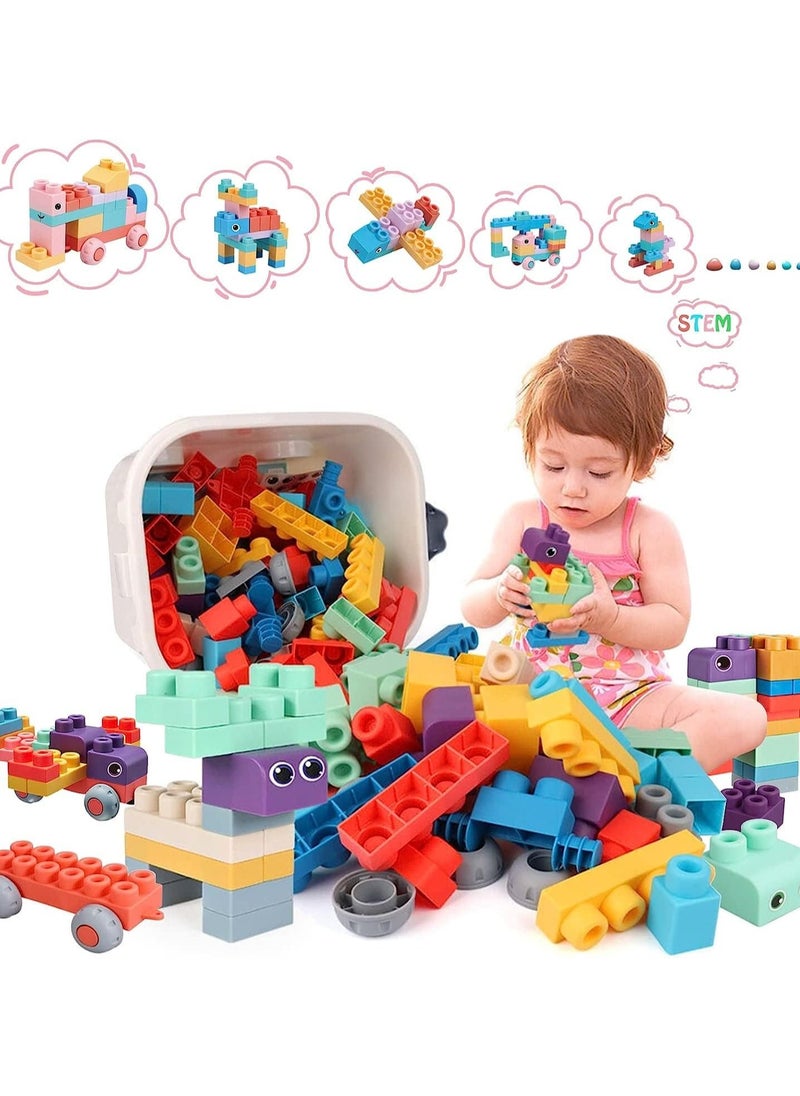 Soft Building Blocks Toys,80 Pcs Build Blocks Sensory Toys for Kids STEM Educational Sets LearningDevelopment Toys Stacking Block Kit Educational Infant Blocks for Toddlers Baby 1-5 Years Old  - Image 1