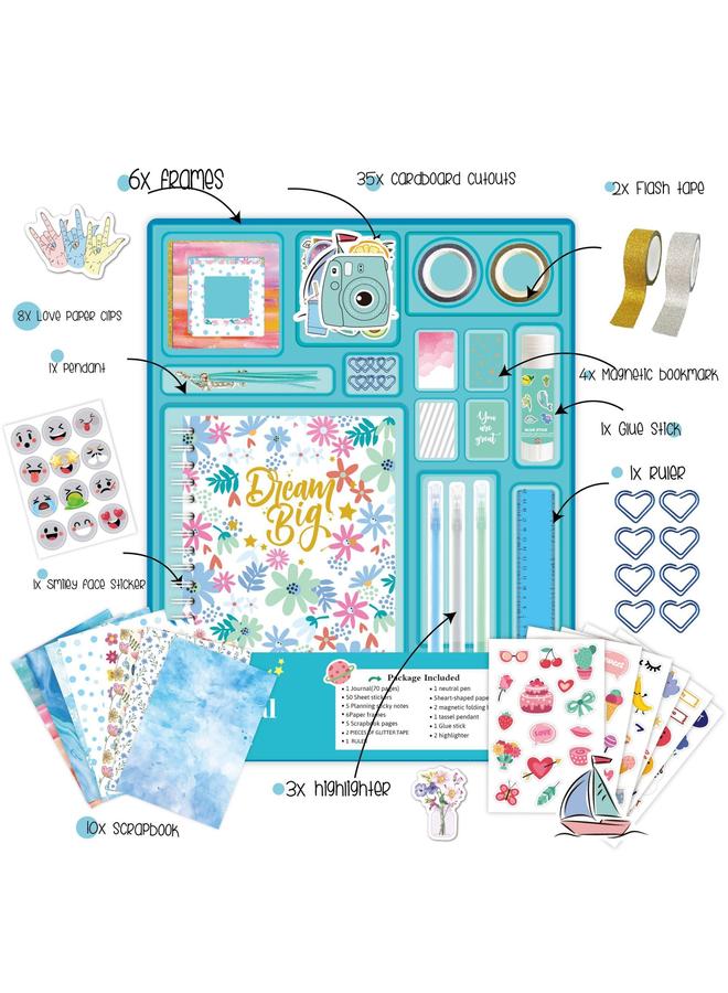 Bluejw DIY JOUNARY SET Children Blue Hand Account Sticker Stationery Gift Box Scrapbook Diaries Suit - Image 5