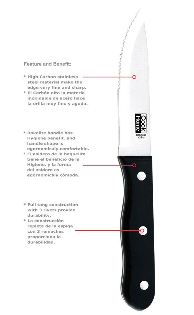 Cook N Home Cook N Home 8-Piece Steak House Style Steak Knife Set, Stainless Steel  - Image 2