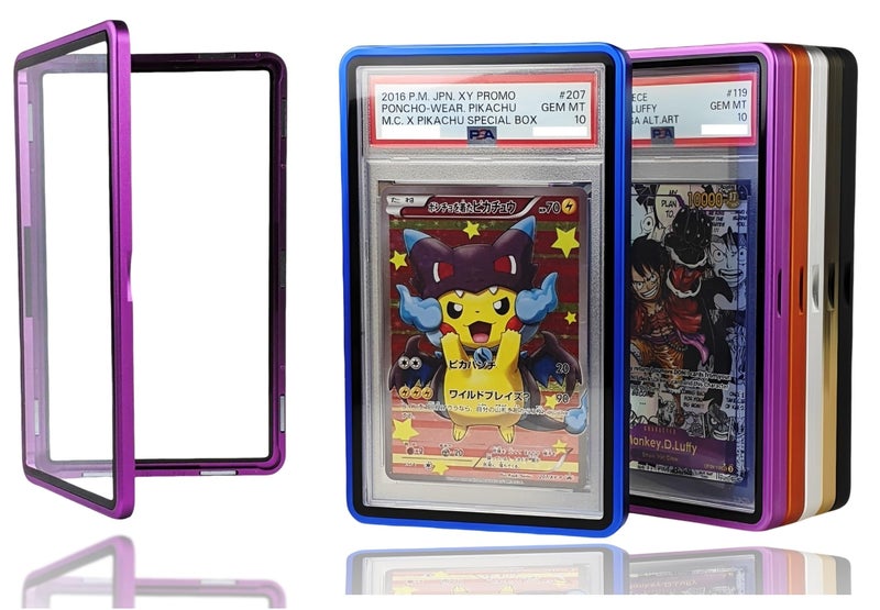 RedCap Magnetic Aluminum Graded PSA Slab Guard UV Resistant Glass 35PT Premium Protector Display Case For Standard PSA CGC Graded Sport Trading Cards - Amethyst - Image 1