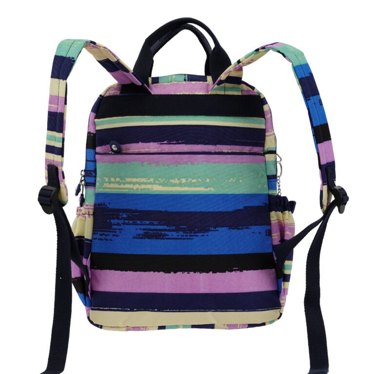 CAPRICE COLLECTION Unisex Medium Backpack – Multi Color Stripes, Lightweight, Water-Resistant Nylon, 10L - Image 2