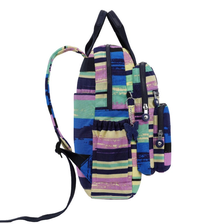 CAPRICE COLLECTION Unisex Medium Backpack – Multi Color Stripes, Lightweight, Water-Resistant Nylon, 10L - Image 4
