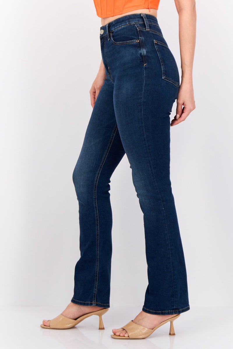 ESPRIT جينز نسائي بقصة عادية عالية الخصر مستقيم قابل للتمدد، أزرق داكن - Image 4