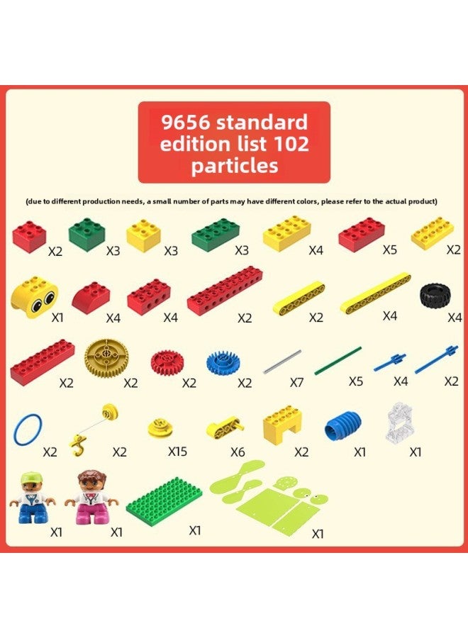 Compatible With Lego Baiyuan 45002 Large Particle Gear Mechanical 9656 Basic Teaching Aids 9090 Pipe Building Blocks 9076-Color:9656 Bag [102 Particles]]