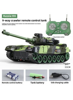 Remote Control Tank Can Be Fired Simulation Battle Tiger Armored Vehicle Crawler Model Children Boy Toys-Color:9-way T90 ]-Proportion:1 Set Of Batteries