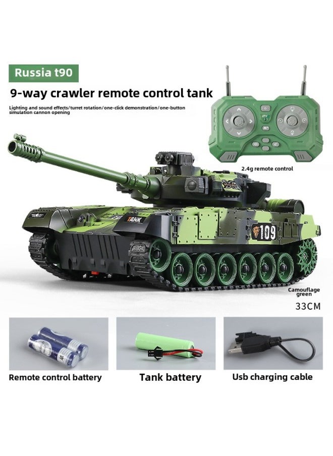 Generic - Remote Control Tank Can Be Fired Simulation Battle Tiger Armored Vehicle Crawler Model Children Boy Toys-Color:9-way T90 ]-Proportion:1 Set Of Batteries - Image 1