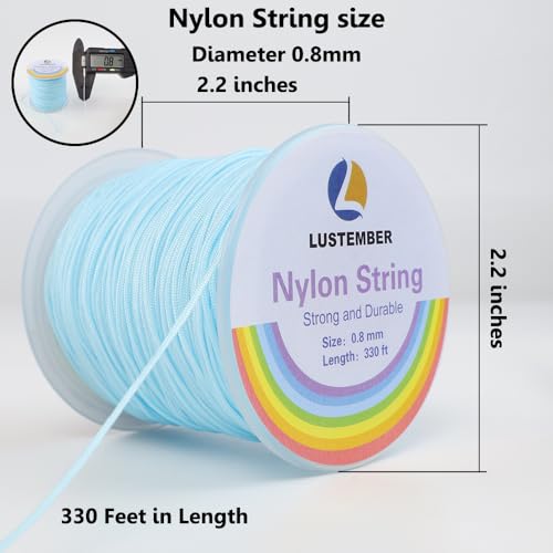 LUSTEMBER 0.8mm Nylon String, Strong Bracelet String, Durable Nylon Cord for Jewelry Making, Bracelets, Beading, Necklaces, Rattail Braiding, Kumihimo, Wind Chimes, Blinds and Handicrafts - Image 2