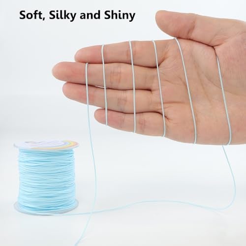 LUSTEMBER 0.8mm Nylon String, Strong Bracelet String, Durable Nylon Cord for Jewelry Making, Bracelets, Beading, Necklaces, Rattail Braiding, Kumihimo, Wind Chimes, Blinds and Handicrafts - Image 3