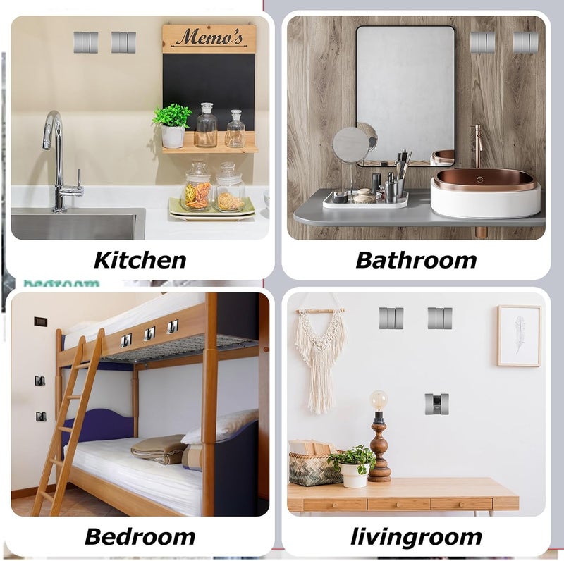 Queekay 4 Pcs Folding Hideaway Coat Hooks Heavy Duty Wall Towel Hooks for Bathrooms Retractable Coat Space Aluminum Wall Hanging Holder for Closet Scarf Hat Robe Key Purse Bag(Gray) - Image 4