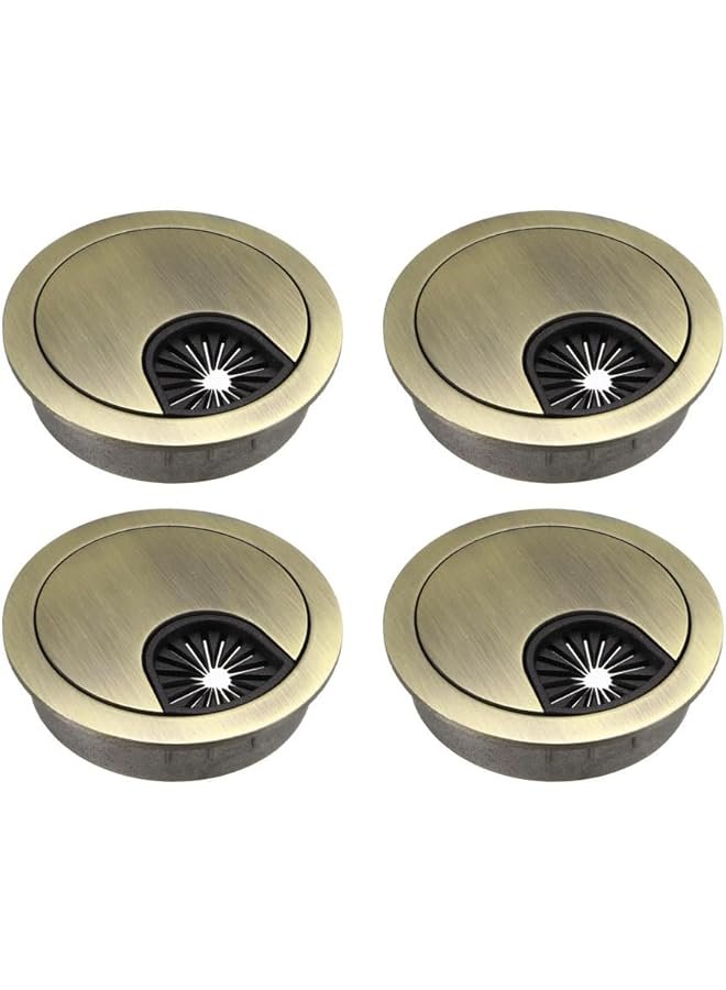 promass Cable Hole Cover, 2Inch/50mm Zinc Alloy Desk Wire Cord Cable Grommets Hole Cover for Office PC Desk Cable Cord Organizer, 4Pcs Bronze Tone - Image 1