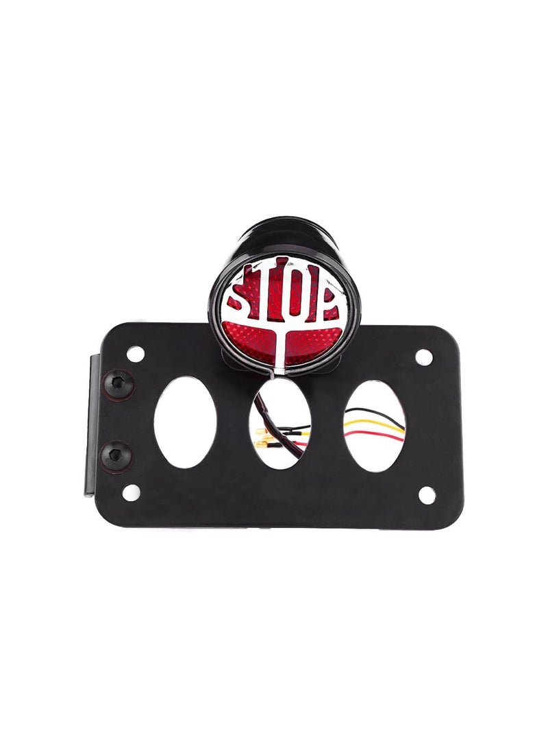 Loquat Universal Side Mount Motorcycle Tail Light License Plate Lamp with Bracket
