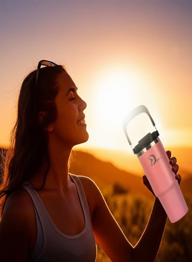 DEWA Iceflow stainless steel Tumbler | 30 oz Tumbler with Double Flip Straw | Premium Insulated Stainless Steel | Keeps Drinks Cold For 24 Hours, Hot For 12 Hours | BPA -Free. (Light Pink) - Image 3