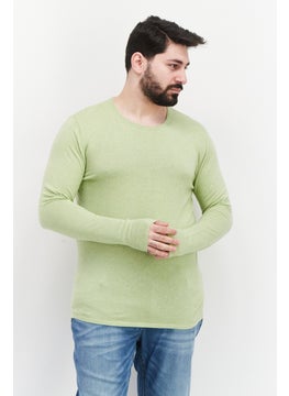 Selected Homme Men Crew Neck Long Sleeve Heather T-Shirt, Light Green  - Image 1