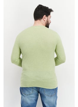 Selected Homme Men Crew Neck Long Sleeve Heather T-Shirt, Light Green  - Image 3
