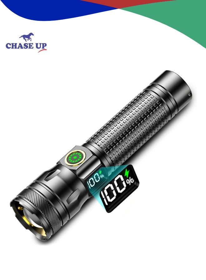 Chase Up Rechargeable 500M Beam Flashlight ，Rechargeable LED Flashlight, LED Flashlight, Zoomable Torch Light for Camping/Hiking/Emergency (Gifts for Men) - Image 1