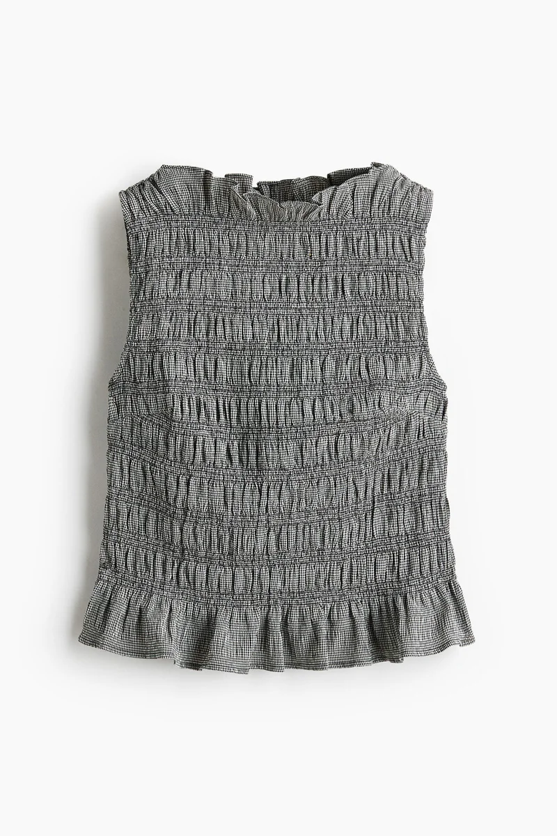 H&M Smocked frill-trimmed top