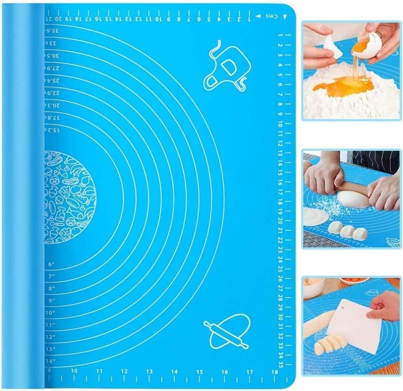NIYANETAIL Silicone Baking Mat | Non-Stick Roti Mat for Kneading Atta, Rolling Chapati, Fondant & Cake | Heat Resistant, Stretchable & Reusable | Kitchen Cooking Mat (50x40 cm, Blue) - Image 3